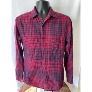 Shades of Grey Red Black Plaid Flannel Shirt Men’s M